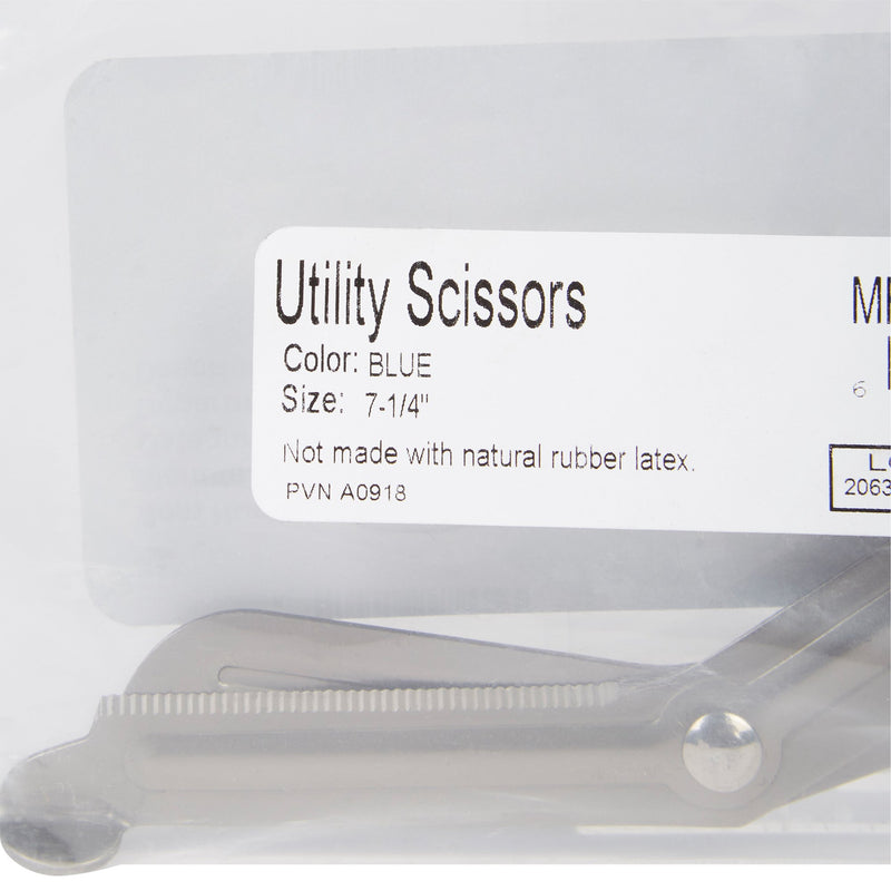 McKesson Medicut™ Trauma Shears 7-1/4 Inch Length Medical Grade Stainless Steel Blue Finger Ring Handle Angled Blunt Tip / Blunt Tip (1078271_EA) 1/EA