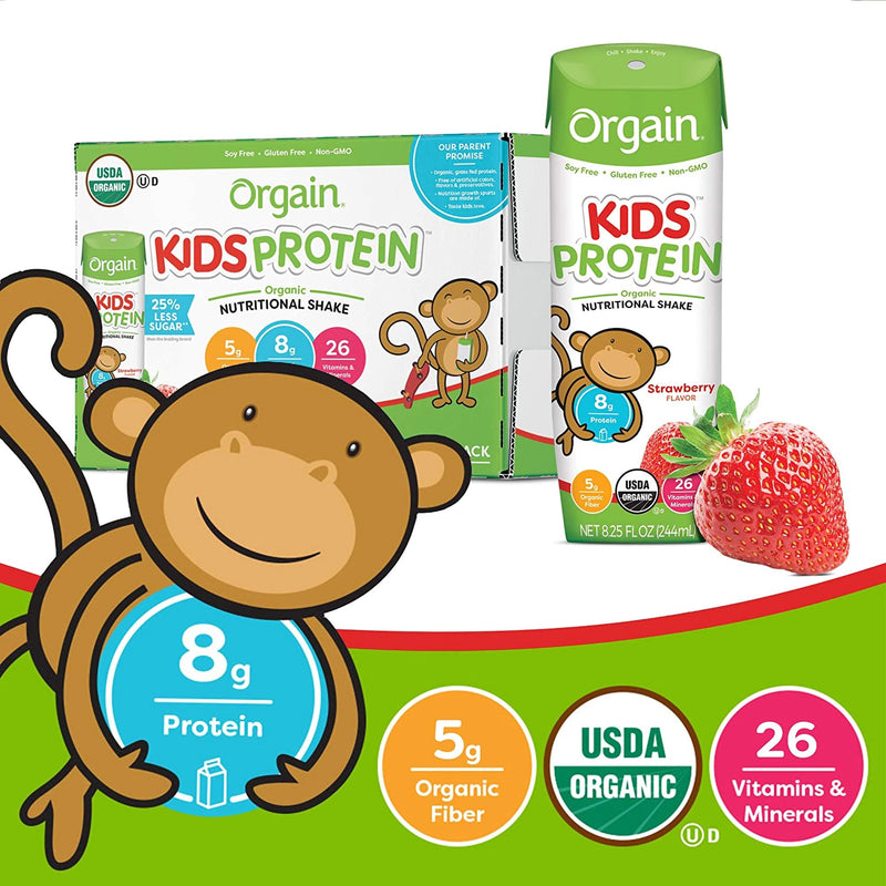 Orgain® Kids Protein™ Organic Nutritional Shake Pediatric Oral Supplement Strawberry Flavor 8.25 oz. Carton Liquid Organic (1104659_CS) 12/CS