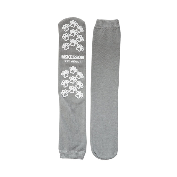 McKesson Terries™ Slipper Socks Unisex Adult 2X-Large Single Tread Single Patient Use Gray (504733_PR) 1/PR