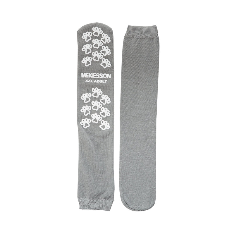 McKesson Terries™ Slipper Socks Unisex Adult 2X-Large Single Tread Single Patient Use Gray (504733_PR) 1/PR