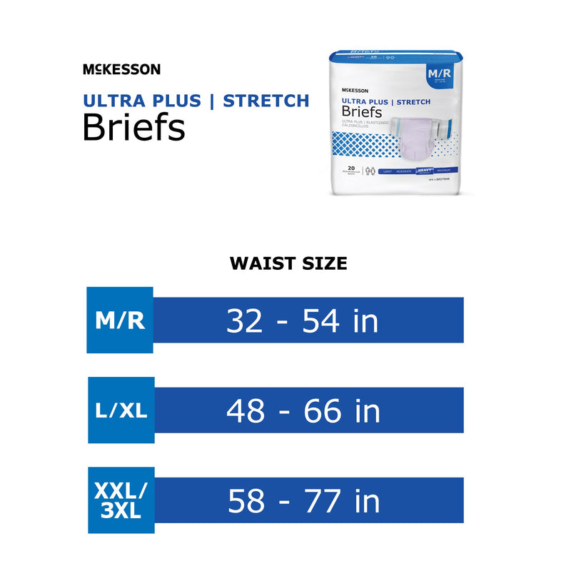 McKesson Ultra Plus Stretch Unisex Adult Incontinence Brief 2X-Large / 3X-Large Disposable Heavy Absorbency (973140_BG) 20/BG