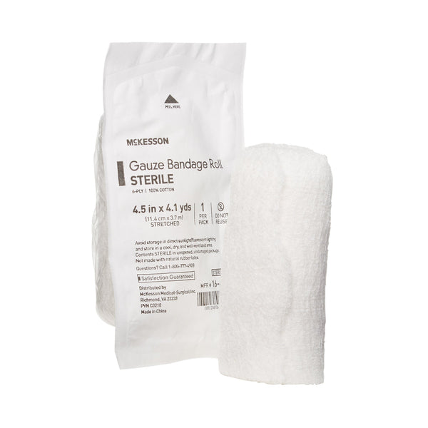 McKesson Fluff Bandage Roll 4-1/2 Inch X 4-1/10 Yard 6-Ply Sterile 1 per Pack (446051_RL) 1/RL