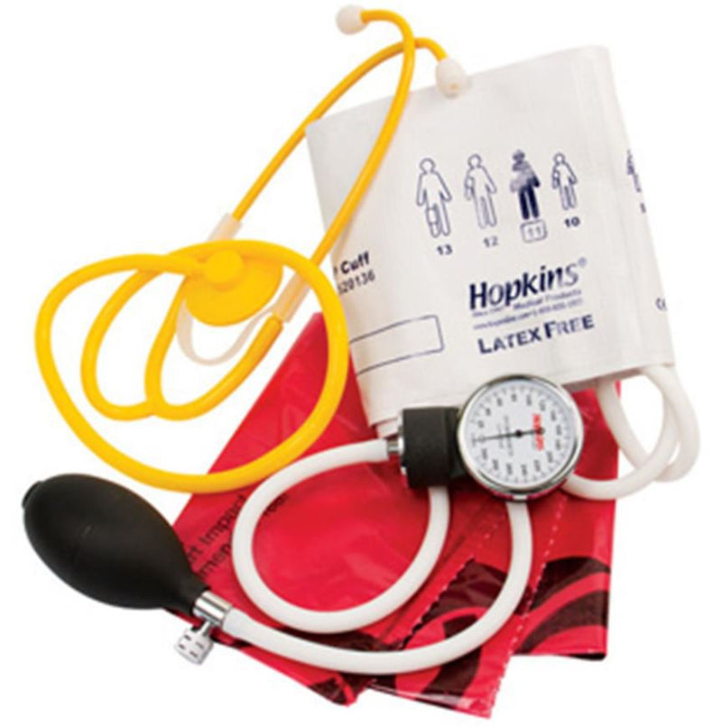 Hopkins Medical Products Single Patient Use MRSA Kit without thermometer Adult Cuff Single Head Disposable Stethoscope Pocket Aneroid (860346_EA) 1/EA