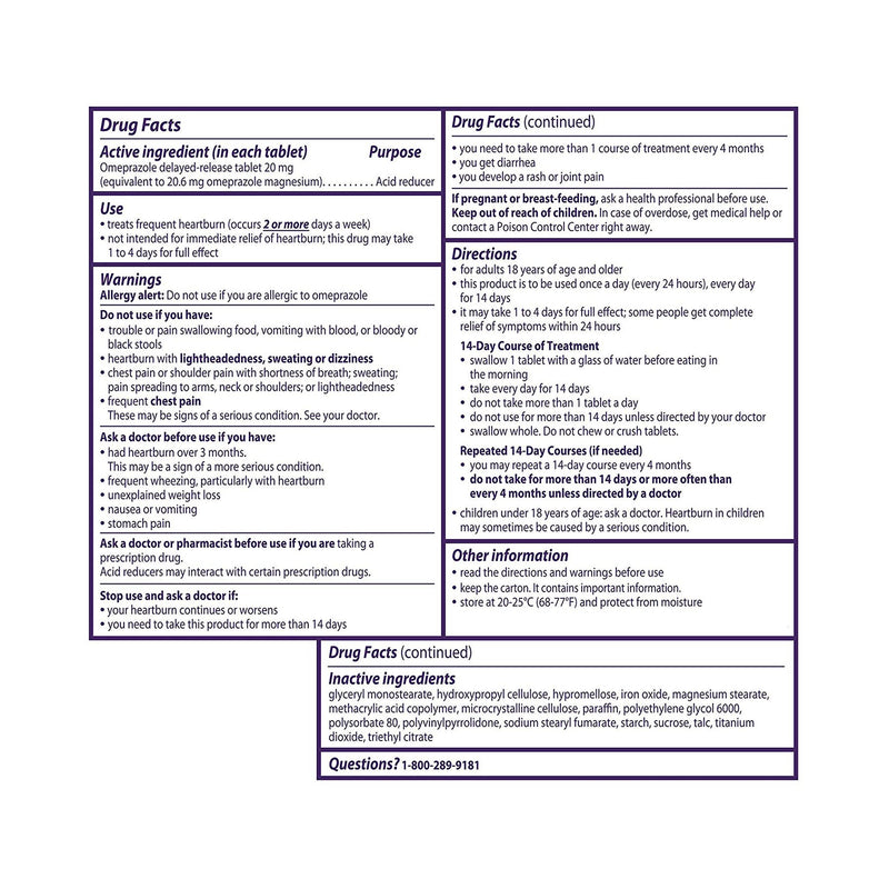 Prilosec OTC® Antacid 20 mg Strength Tablet 42 per Box (509672_BX) 1/BX