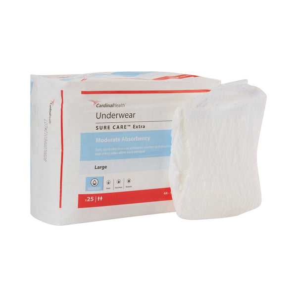 Sure Care™ Extra Unisex Adult Absorbent Underwear Pull On with Tear Away Seams Large Disposable Moderate Absorbency (814881_BG) 25/BG