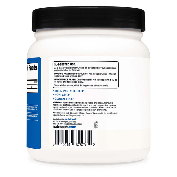 Nutricost Creatine Monohydrate Oral Supplement Unflavored Powder 1 lb. Canister (1270272_CS) 12/CS