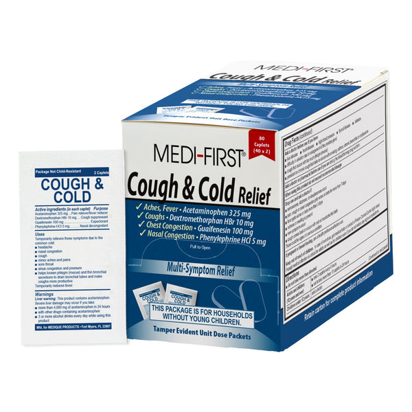 Medique Products Cold and Cough Relief 325 mg - 10 mg - 100 mg - 5 mg Strength Caplet 80 per Box (1219945_CS) 1920/CS
