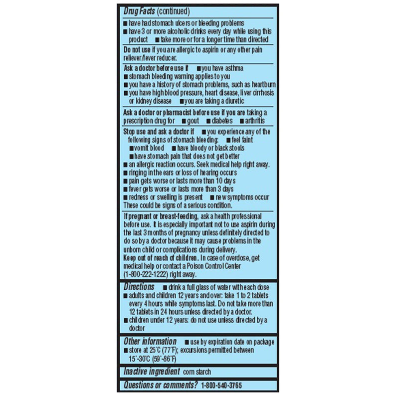 Geri-Care® Pain Relief 325 mg Strength Aspirin Tablet 100 per Bottle (1239063_CS) 600/CS