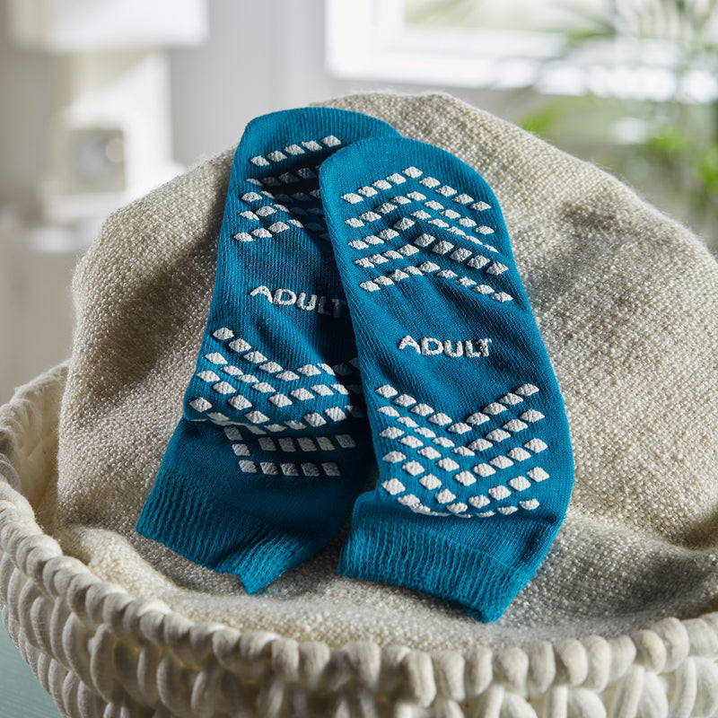 McKesson Slipper Socks Unisex Adult Large Single Tread Single Patient Use Teal (1038459_CS) 48/CS