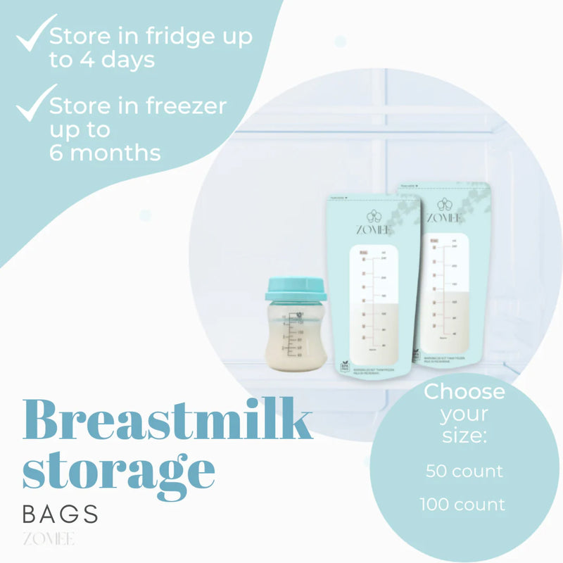 Zomee Breast Milk Storage Bag 8 oz. Food Grade Plastic (1233074_PK) 100/PK