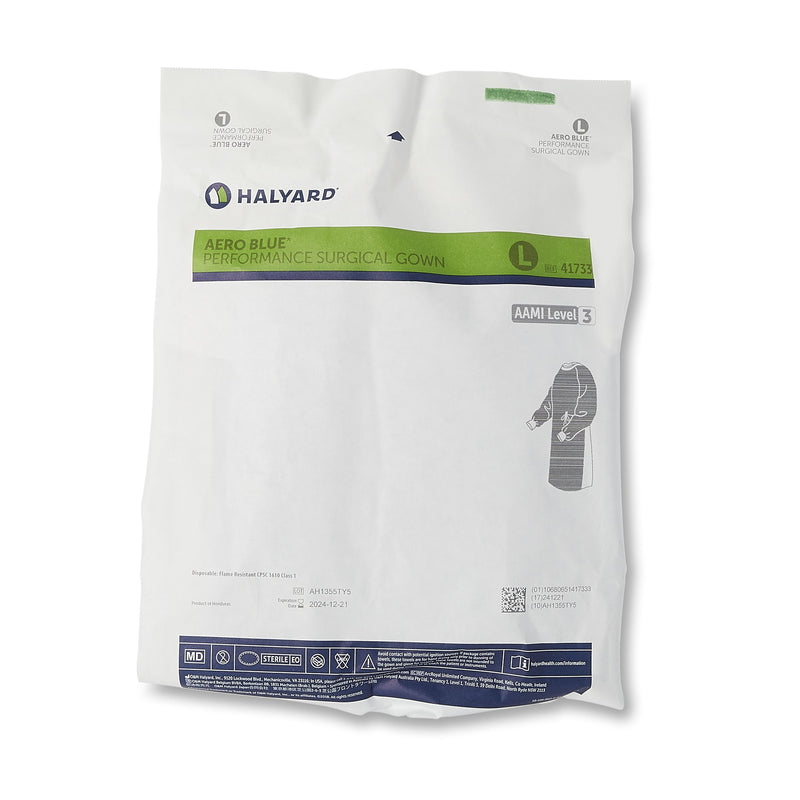Aero Blue Surgical Gown with Towel Large Blue Sterile AAMI Level 3 Disposable (938744_CS) 32/CS