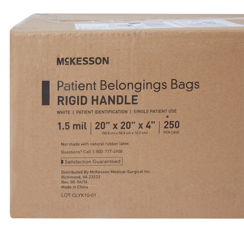 McKesson Patient Belongings Bag 4 X 20 X 20 Inch Polyethylene Snap Closure White (447757_CS) 250/CS