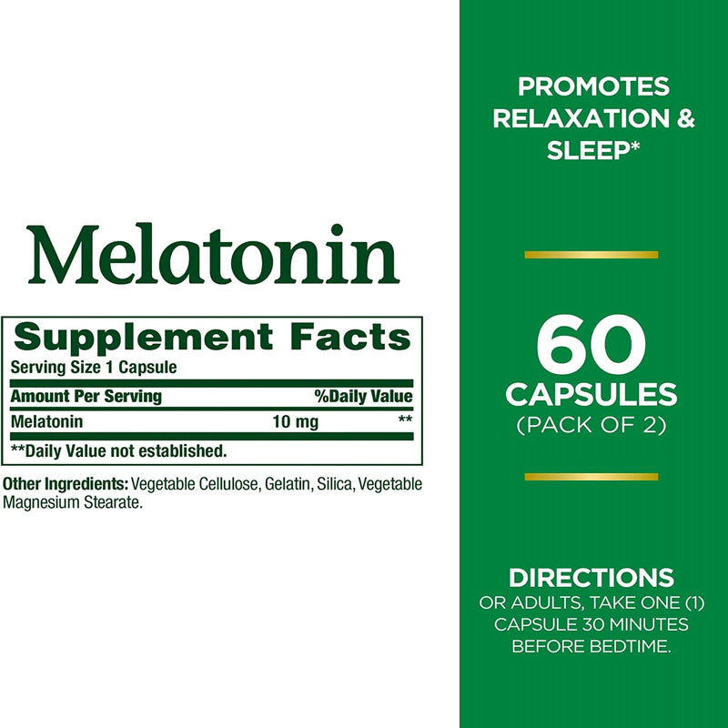 Nature's Bounty® Natural Sleep Aid 60 per Bottle Capsule 10 mg Strength (1231640_BT) 1/BT