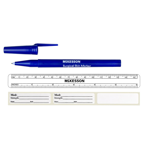 McKesson Skin Marker with Ruler and Labels Gentian Violet Ink Sterile Full Size Fine Tip (1182556_BX) 50/BX