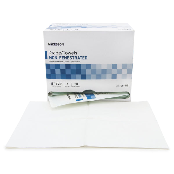 McKesson General Purpose Drape Poly Lined Towel Drape 18 W X 26 L Inch Sterile (68107_CS) 300/CS