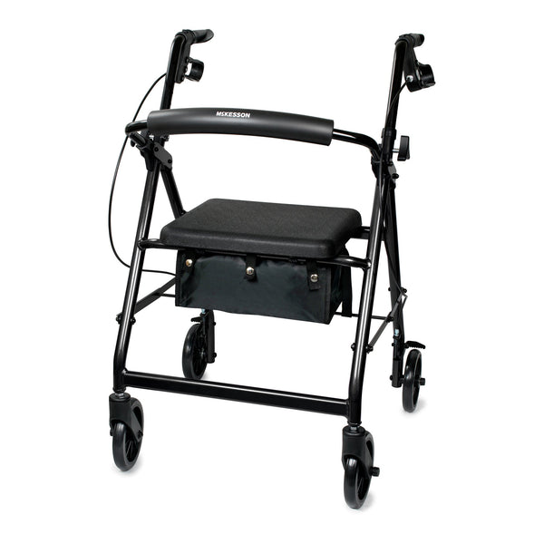 McKesson 4 Wheel Rollator Black Adjustable Height / Folding Aluminum Frame (1065266_EA) 1/EA