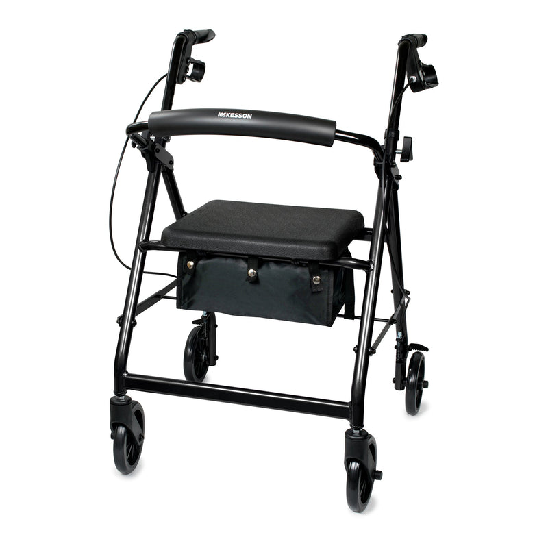 McKesson 4 Wheel Rollator Black Adjustable Height / Folding Aluminum Frame (1065266_EA) 1/EA