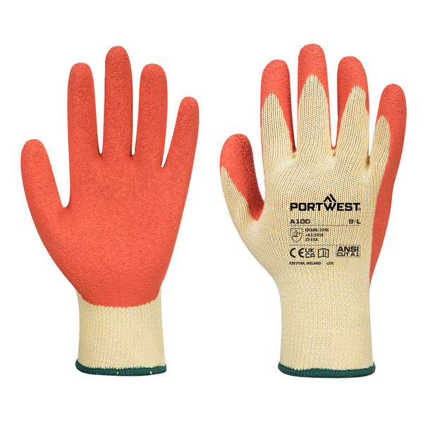 Portwest Grip Glove - Latex, Orange, Size M (A100ORRM) Each