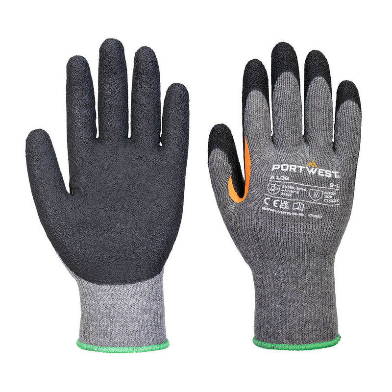Portwest Grip 10 Latex Reinforced Thumb Glove, Gray/Black, Size S (A106G8RS) Pack of 12