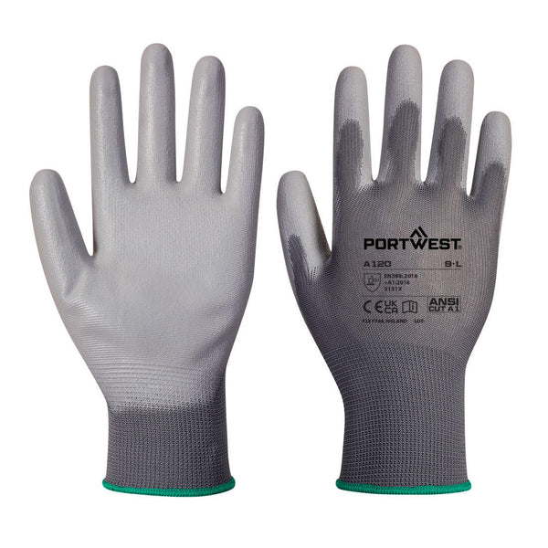 Portwest PU Palm Glove, Gray, Size XXL (A120GRRXXL) Each