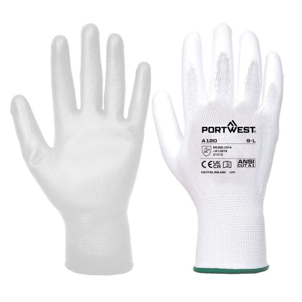 Portwest PU Palm Glove, White, Size L (A120WHRL) Each