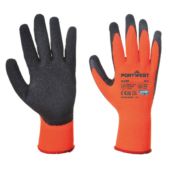 Portwest Thermal Grip Glove, Orange/Black, Size XXL (A140ORBXXL) Each