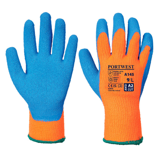 Portwest Cold Grip Glove - Latex, Orange/Blue, Size M (A145OBLM) Each