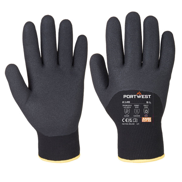 Portwest Arctic Winter Glove - Nitrile Sandy, Black, Size XXL (A146BKRXXL) Each