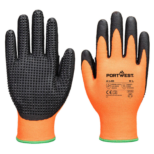 Portwest Grip High Dotted Glove, Orange/Black, Size XXL (A148O8RXXL) Each