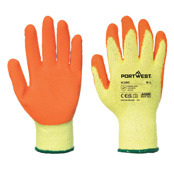 Portwest Classic Grip Glove - Latex, Orange, Size S (A150ORRS) Each