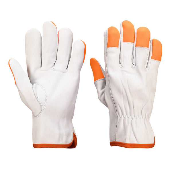 Portwest Orange Tip Driver Gloves (12pk), White, Size XXL (A261WHRXXL) Each