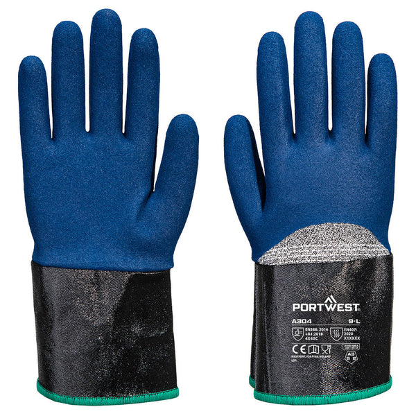Portwest Grip C13 Nitrile Foam Extend Cuff Glove, Gray/Blue, Size XS (A304G4RXS) Each