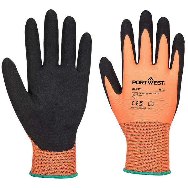 Portwest Dermi-Grip NPR15 Nitrile Sandy, Orange/Black, Size XL (A335O8RXL) Each