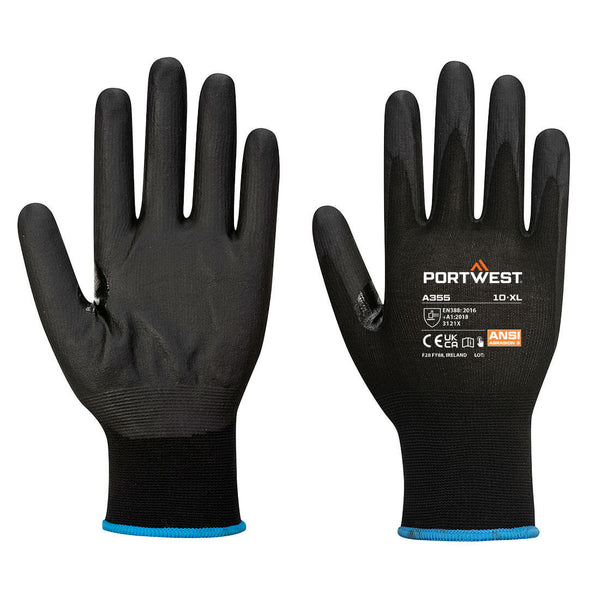 Portwest NPR15 Nitrile Foam Touchscreen Glove, Black, Size L (A355K8RL) Pack of 12
