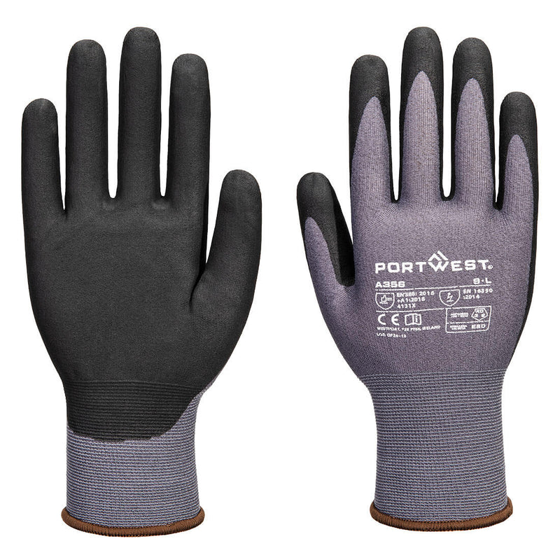 Portwest ESD 15  Nitrile Essential Multipack, Gray/Black, Size XL (A356G8RXL) Pack of 12