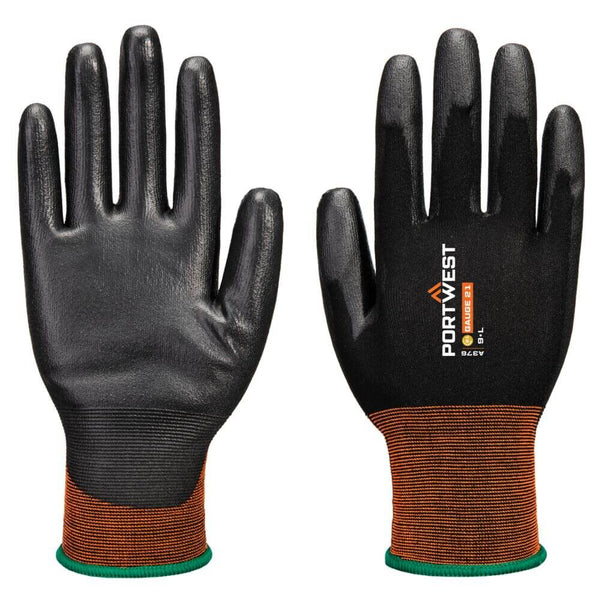Portwest GP Grip 21 PU Glove, Black, Size L (A376K8RL) Each