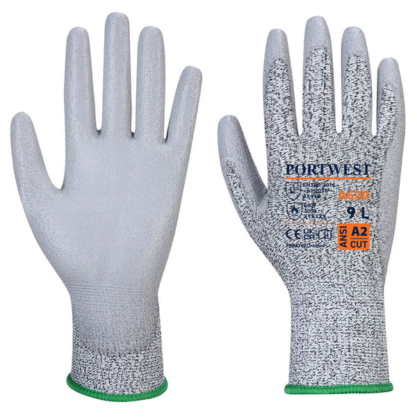 Portwest Cut B13 PU Glove A2, Gray, Size L (A620GRRL) Each