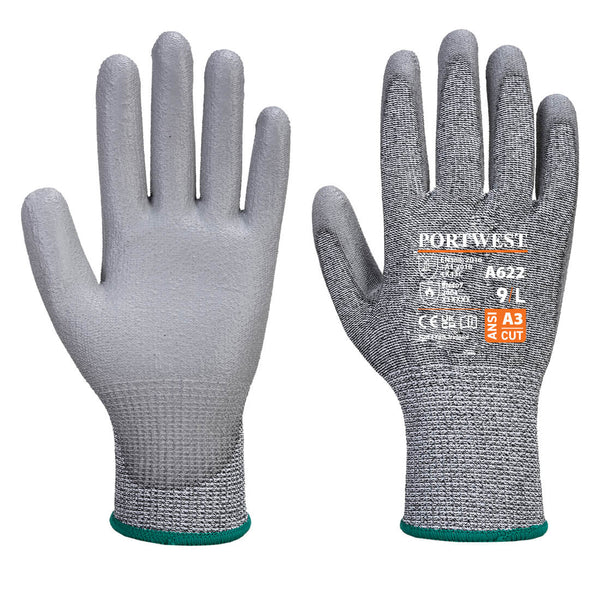 Portwest Cut C13 PU Glove A3, Gray, Size L (A622G7RL) Each