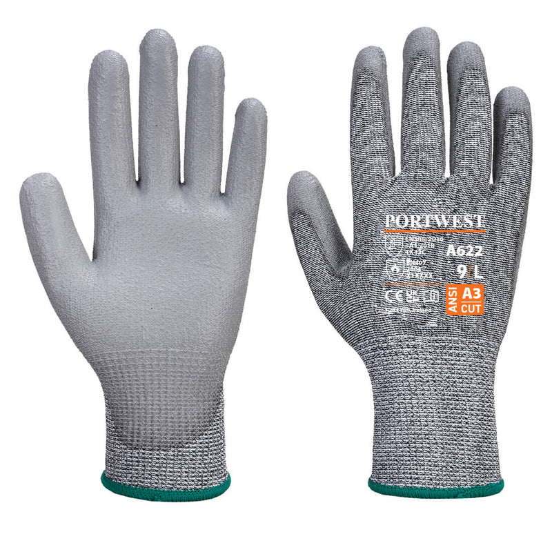 Portwest Cut C13 PU Glove A3, Gray, Size L (A622G7RL) Each