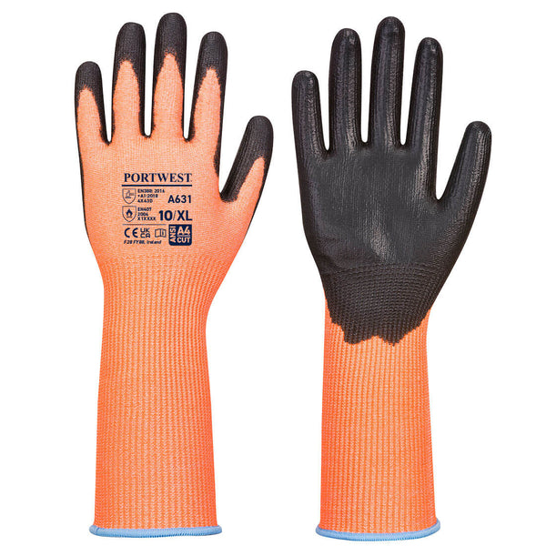 Portwest Extended Cuff Cut Glove (A625), Orange/Black, Size XXL (A631O8RXXL) Each