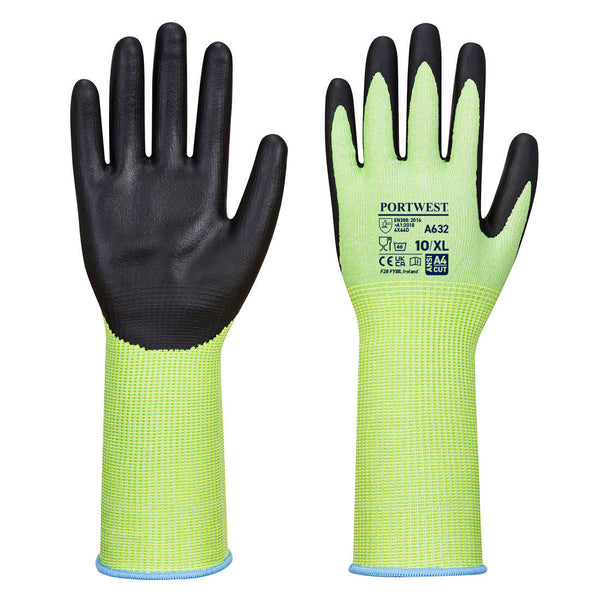 Portwest Extended Cuff Cut Glove (A645), Green/Black, Size S (A632E8RS) Each