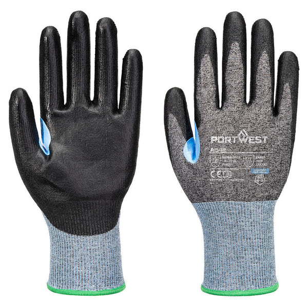 Portwest CS Cut D18 PU Glove A4, Gray/Black, Size S (A642G8RS) Each