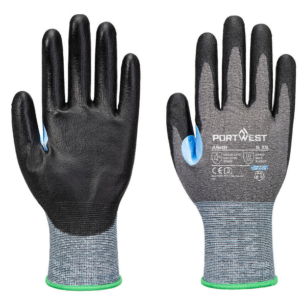 Portwest CS Cut D21 PU Glove A4, Gray/Black, Size XXL (A649G8RXXL) Each