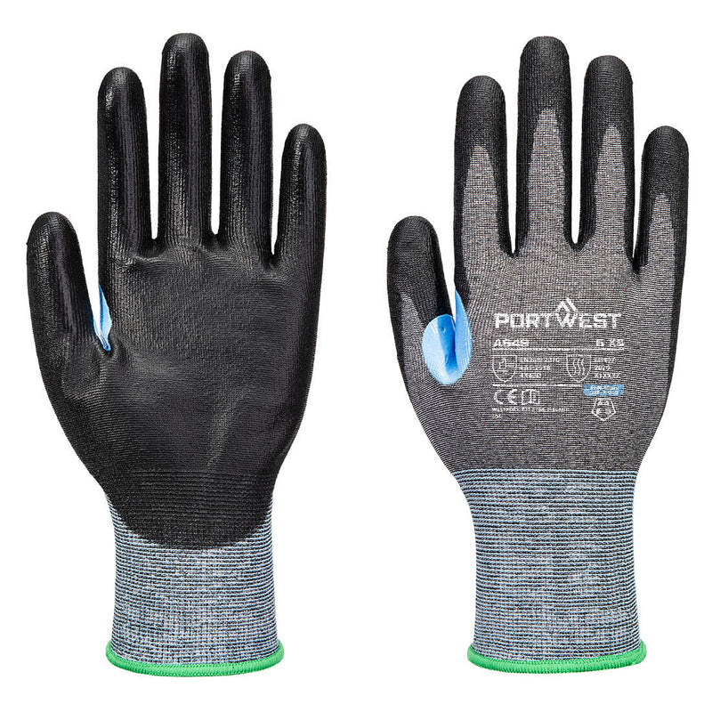 Portwest CS Cut D21 PU Glove A4, Gray/Black, Size XXL (A649G8RXXL) Each