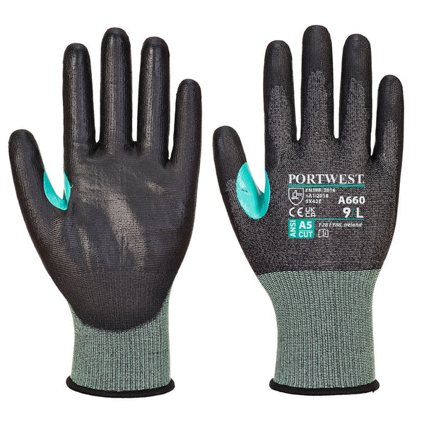 Portwest CS Cut E18 PU Glove A5, Black, Size XS (A660K8RXS) Each