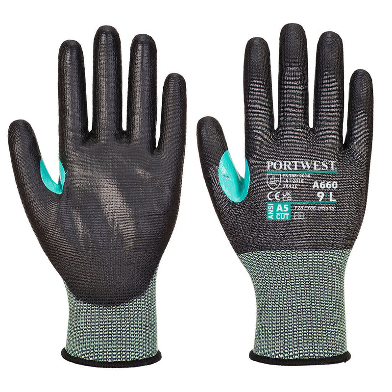 Portwest CS Cut E18 PU Glove A5, Black, Size XS (A660K8RXS) Each