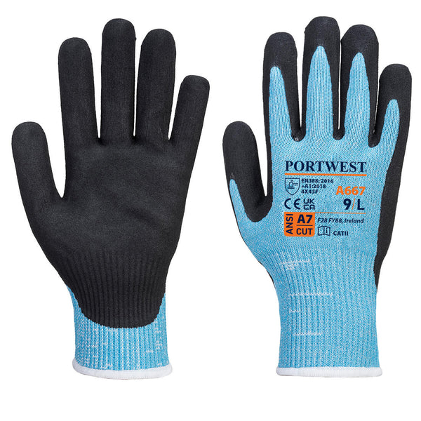 Portwest Claymore Cut F13 Nitrile Glove A8, Blue/Black, Size M (A667B8RM) Each