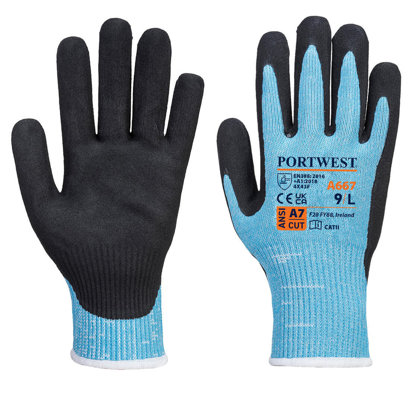Portwest Claymore Cut F13 Nitrile Glove A8, Blue/Black, Size M (A667B8RM) Each