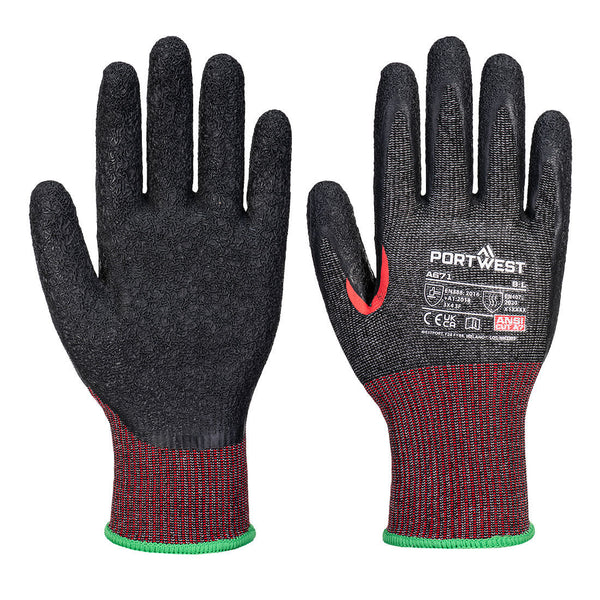 Portwest CS Cut F13 Latex Glove A7, Black, Size XS (A671K8RXS) Each
