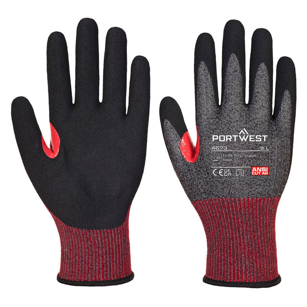Portwest CS Cut F18 Nitrile Glove A6, Black, Size XL (A673K8RXL) Each